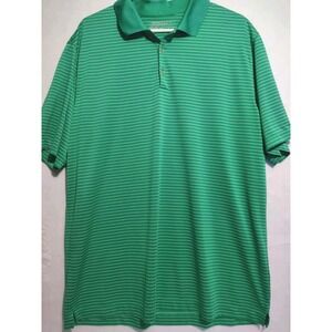 Nike Golf Polo Shirt Mens XL Green‎ Striped Tour Performance Tournament Dri-Fit